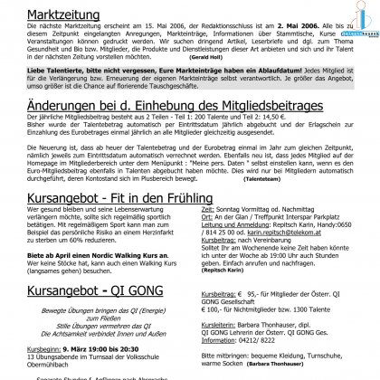 Marktzeitung von Februar 2006 (Talentetausch Kärnten)