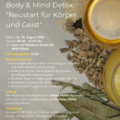 Workshop: Mental & Body Detox (Talentetausch Kärnten)
